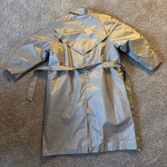80s Vintage British Mist Gold Trench Coat size 16 - Picture 2 of 7